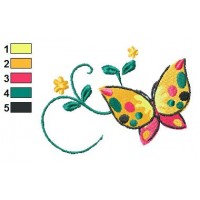 Gardenia Butterfly Embroidery Design